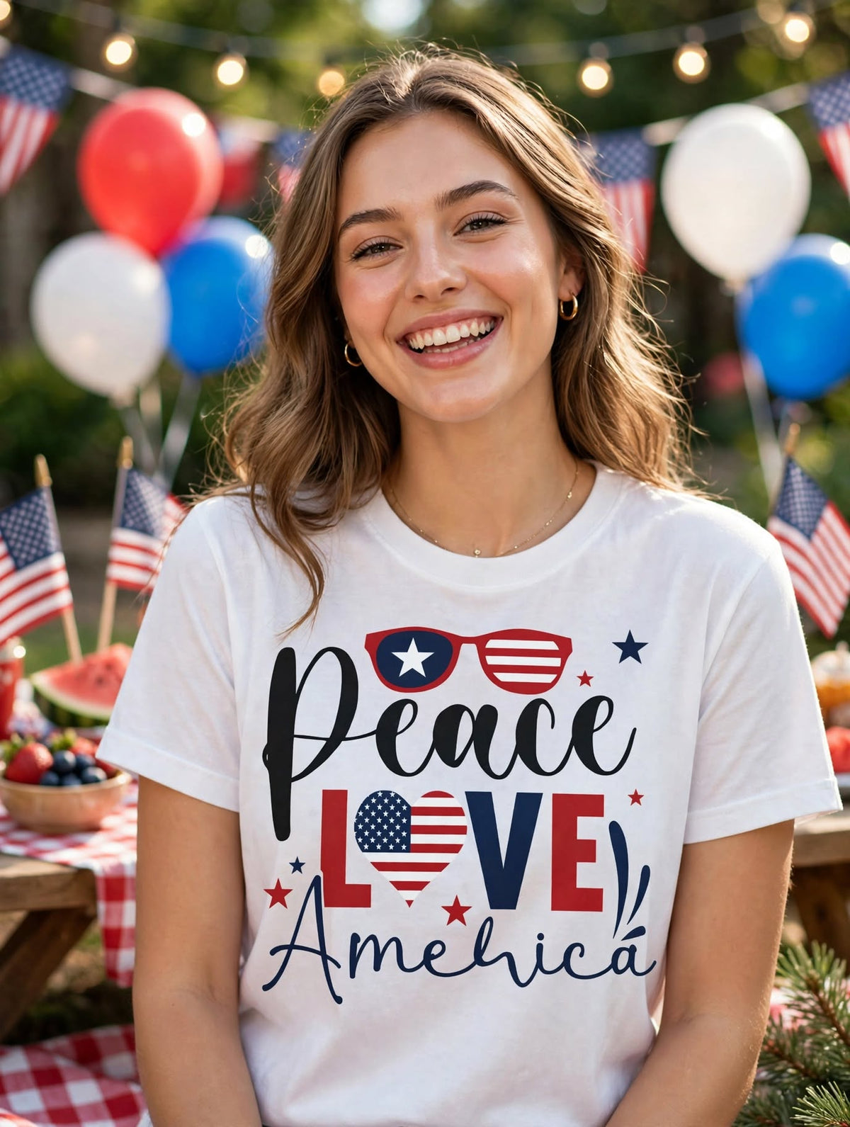 Peace Love America-Dtf T-shirt Design