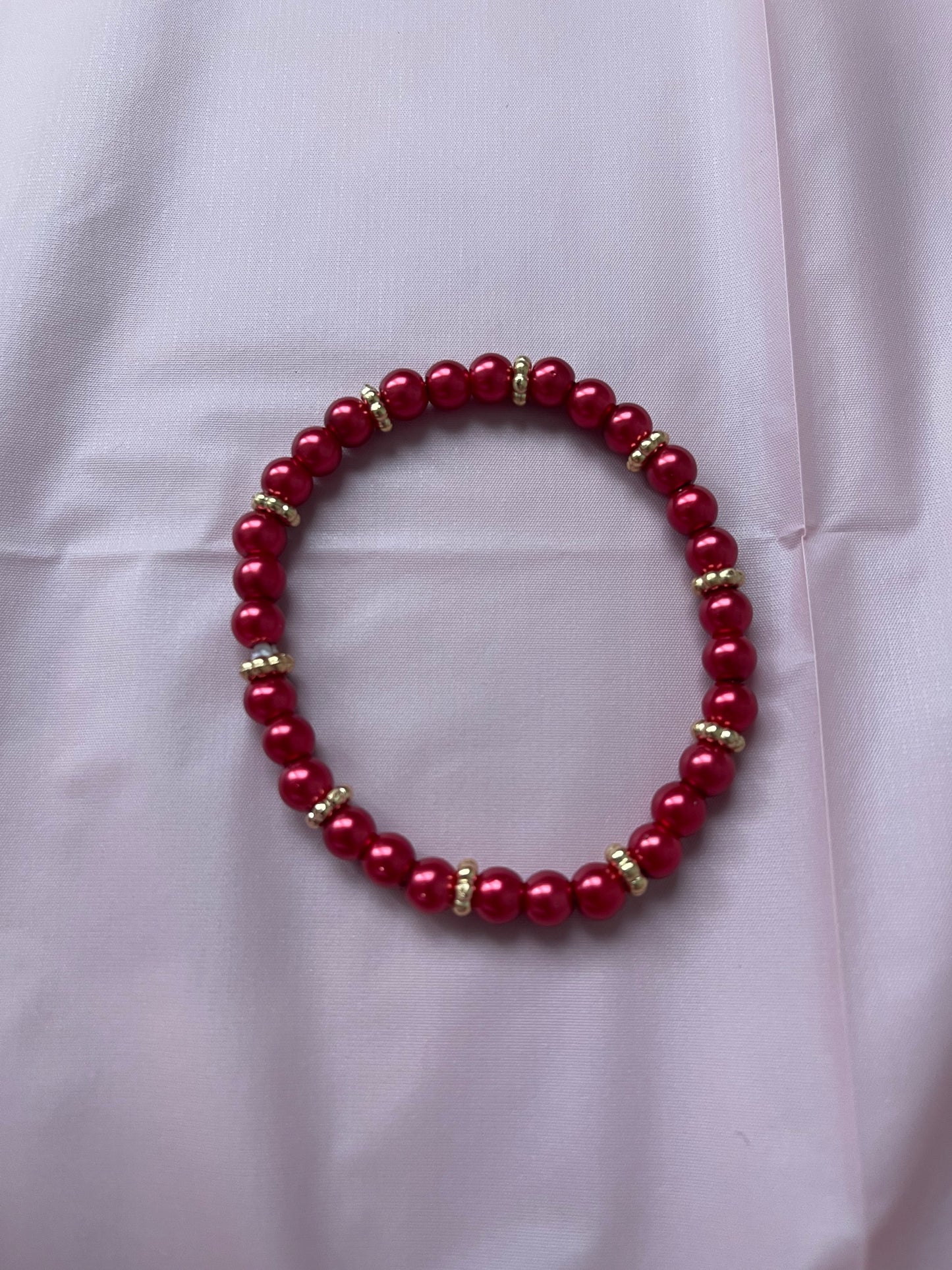 #71 Christmas Red & Gold~~Bracelet