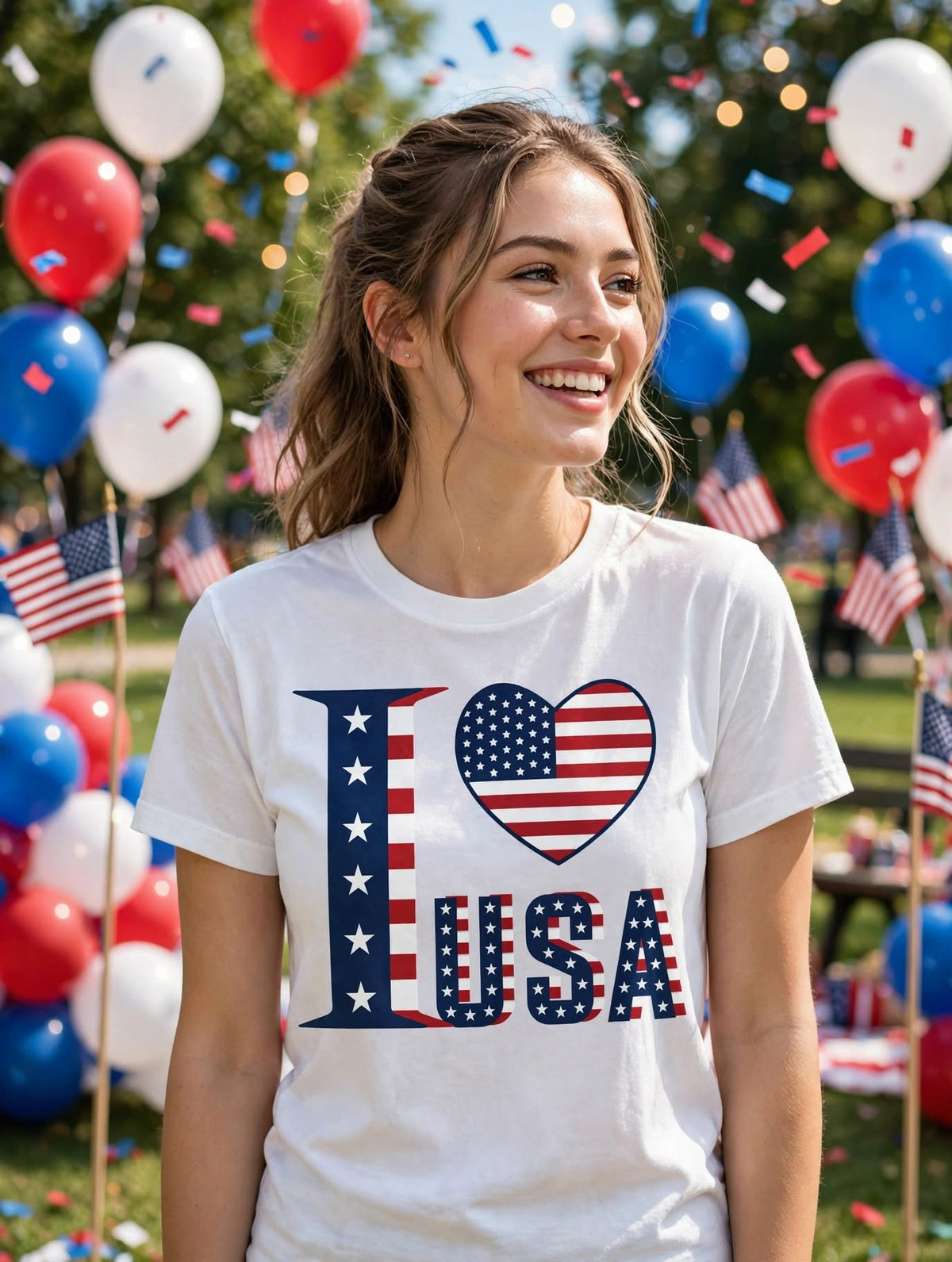I Heart USA-Dtf T-shirt Design