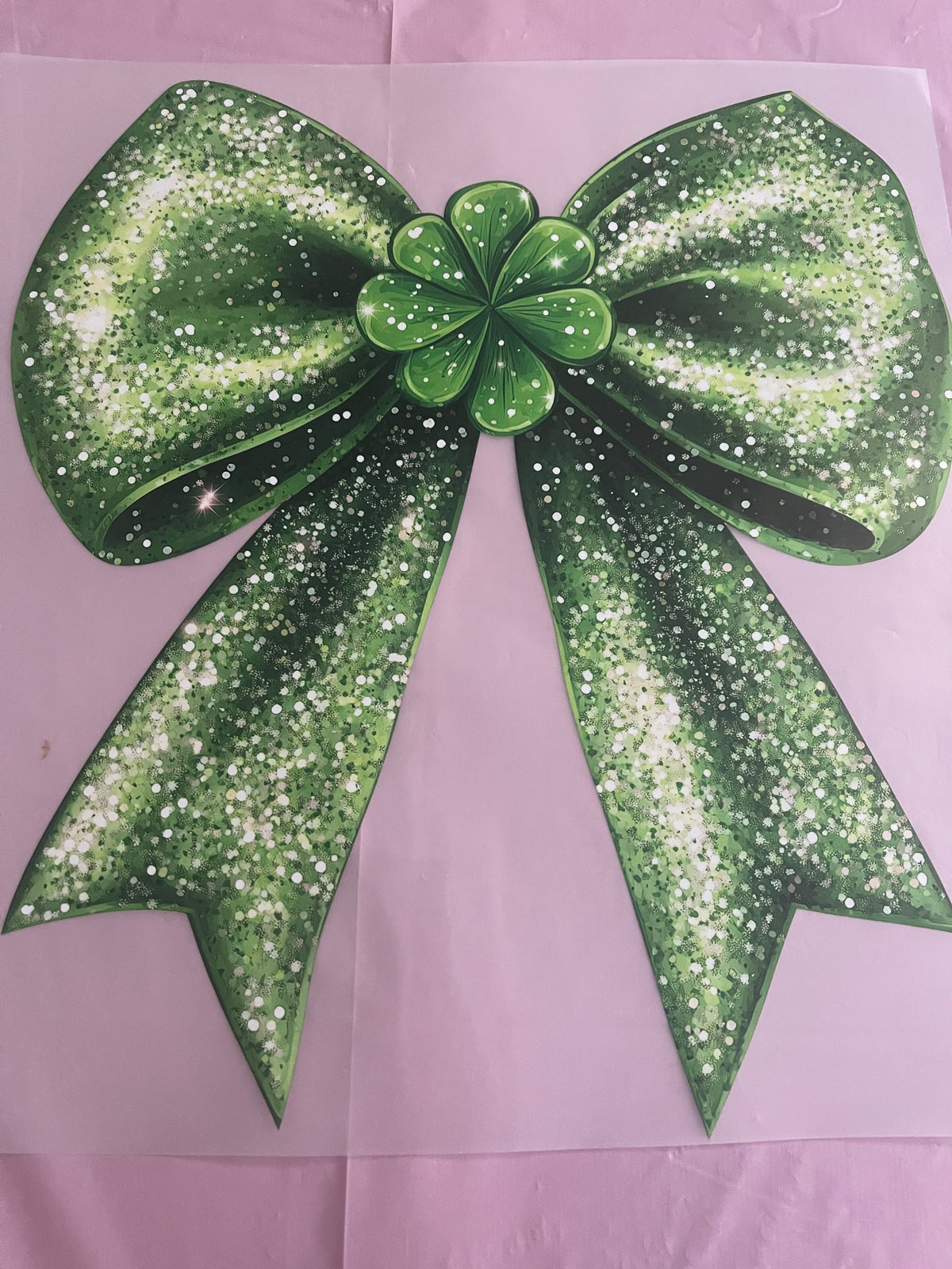 Green Sparkly Bow-Dtf T-shirt Design 
