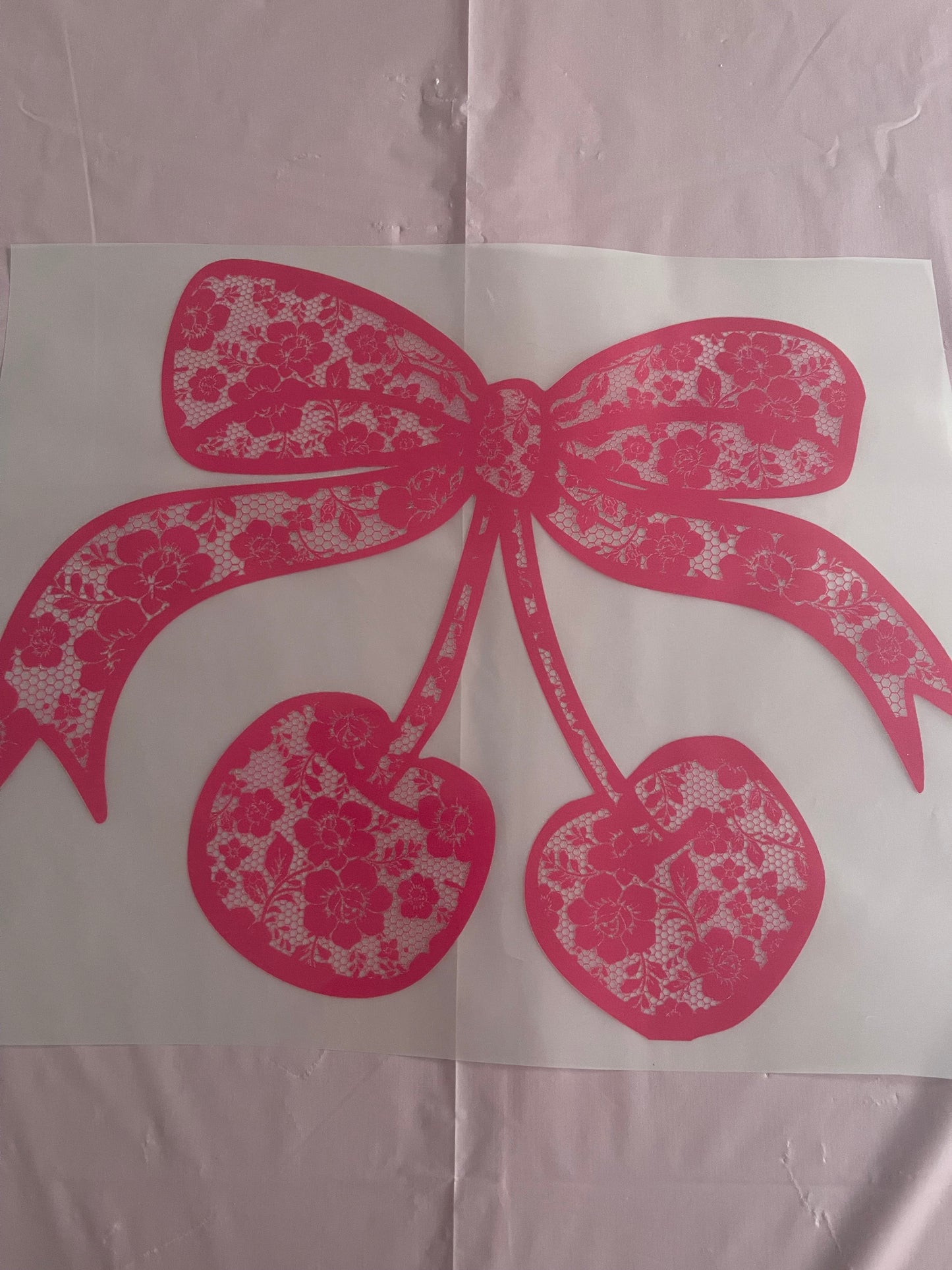 Cherry Lace Bow-Dtf T-shirt Design