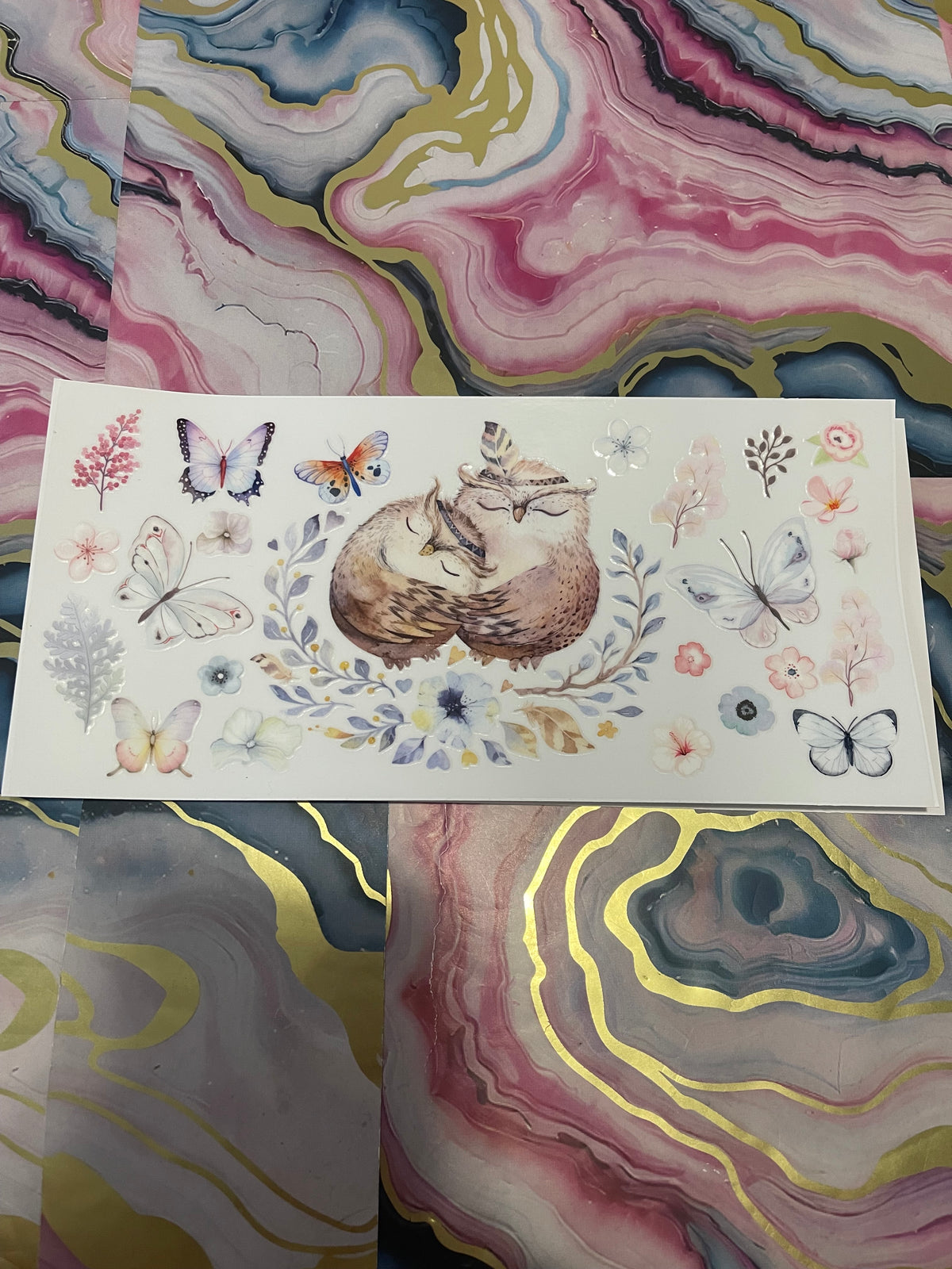 #64 Butterfly Owls~~UV DTF CUP WRAP