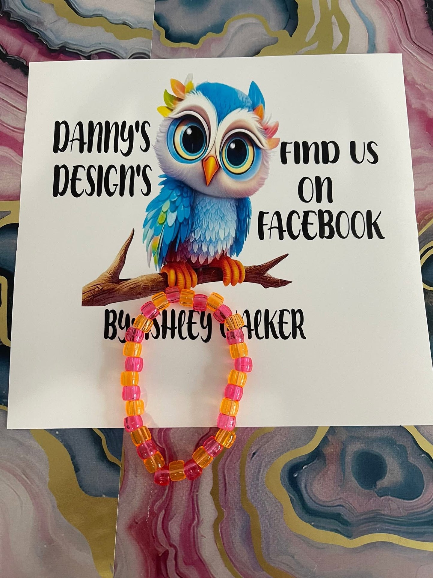 #153 Hot Pink & Orange~~Bracelet