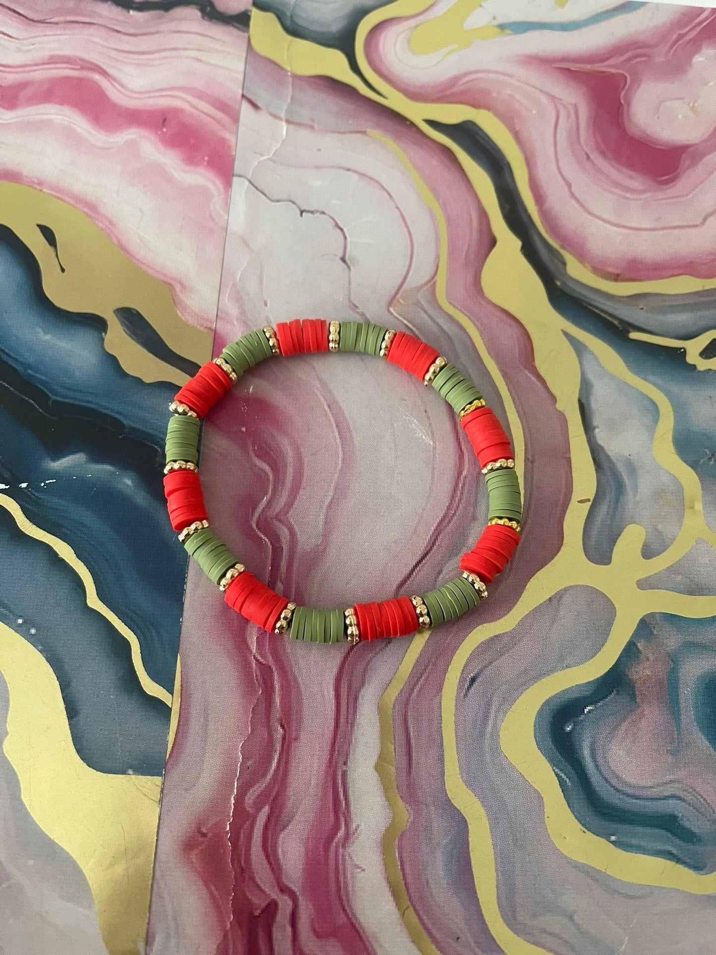 #05 Forest Green & Red~~Bracelet
