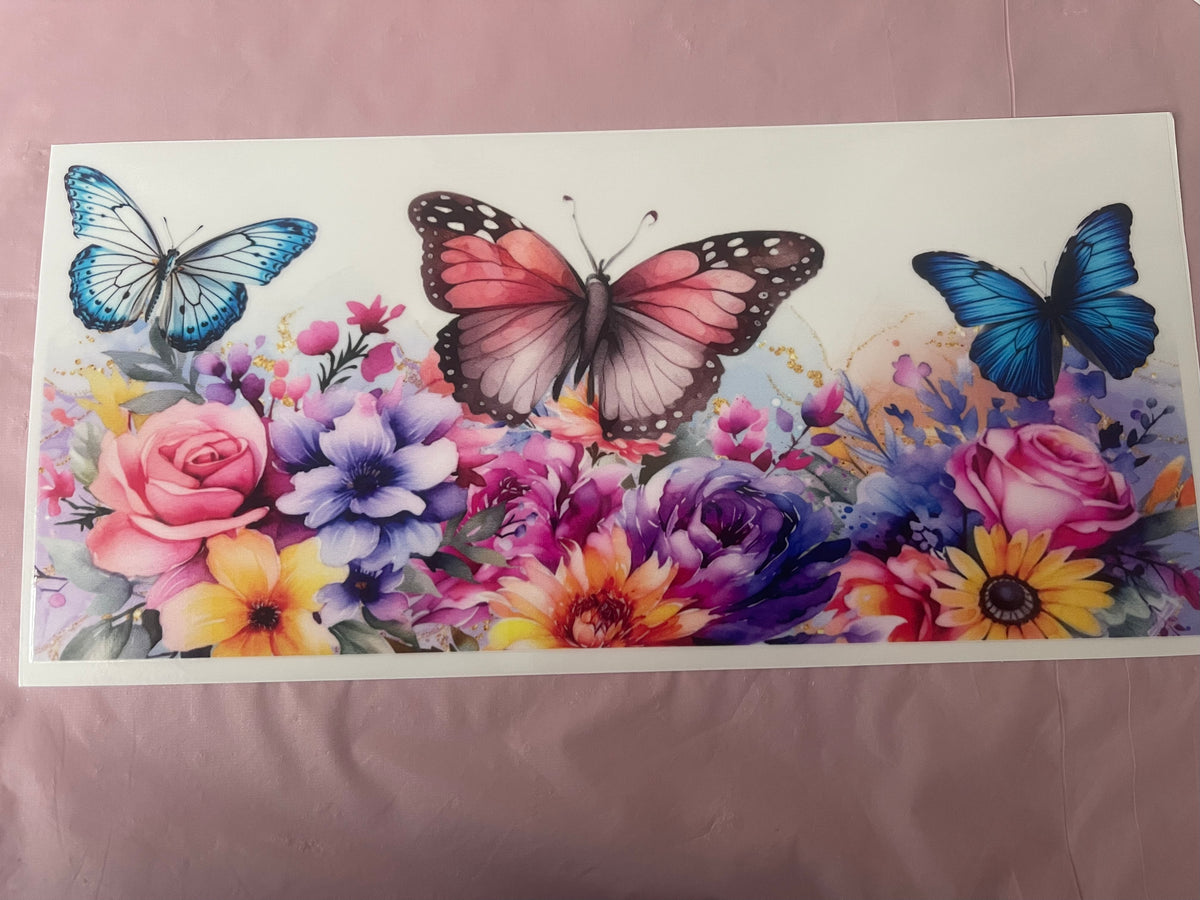 #105 Butterflies & Wildflowers~~UV DTF CUP WRAP