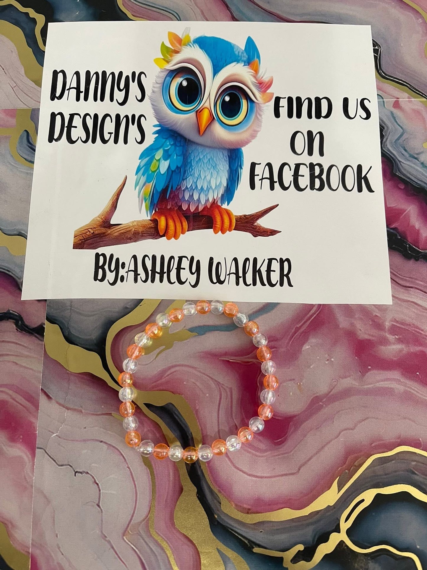 #121 Clear & Peach~~Bracelet