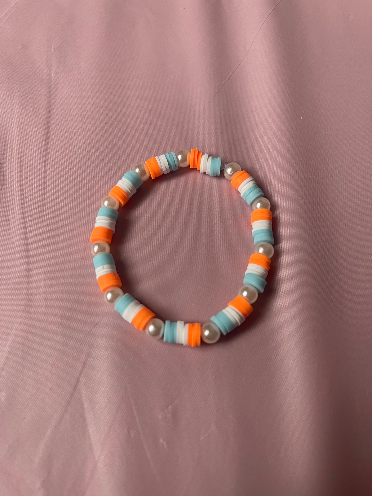 #193 Light Blue,White & Orange~~Bracelet
