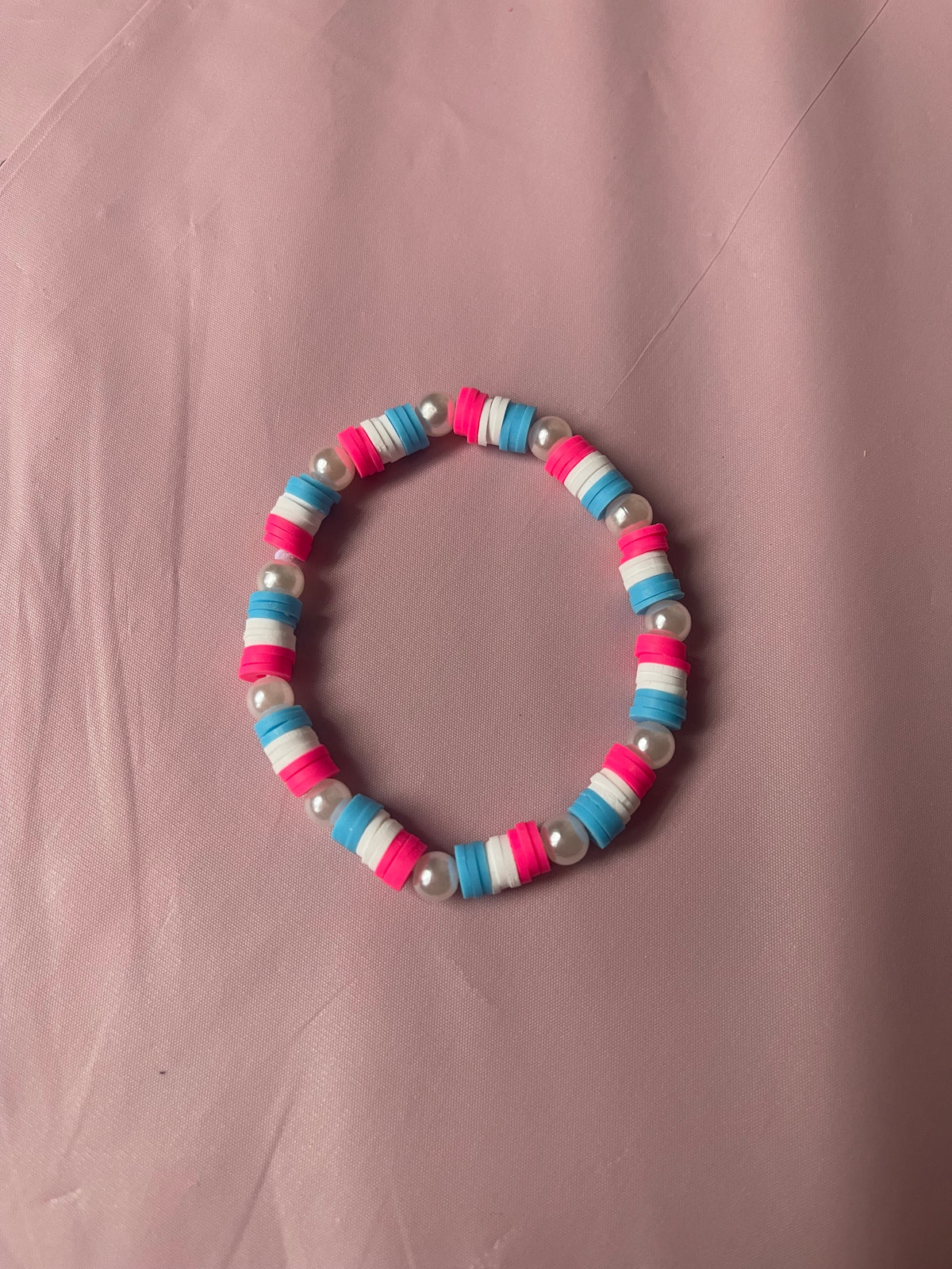 #184 Hot Pink,White & Blue~~Bracelet