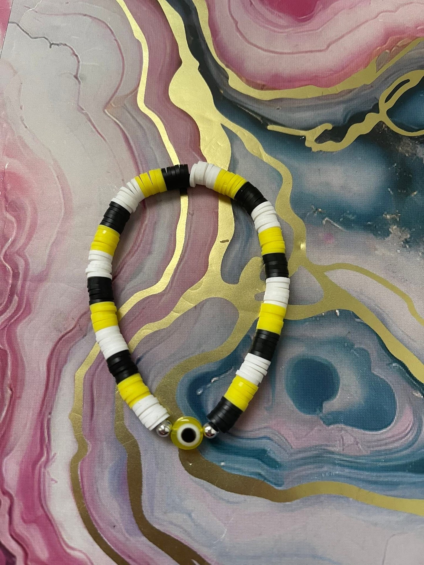 #27 Yellow Black & White Eye~~Bracelet