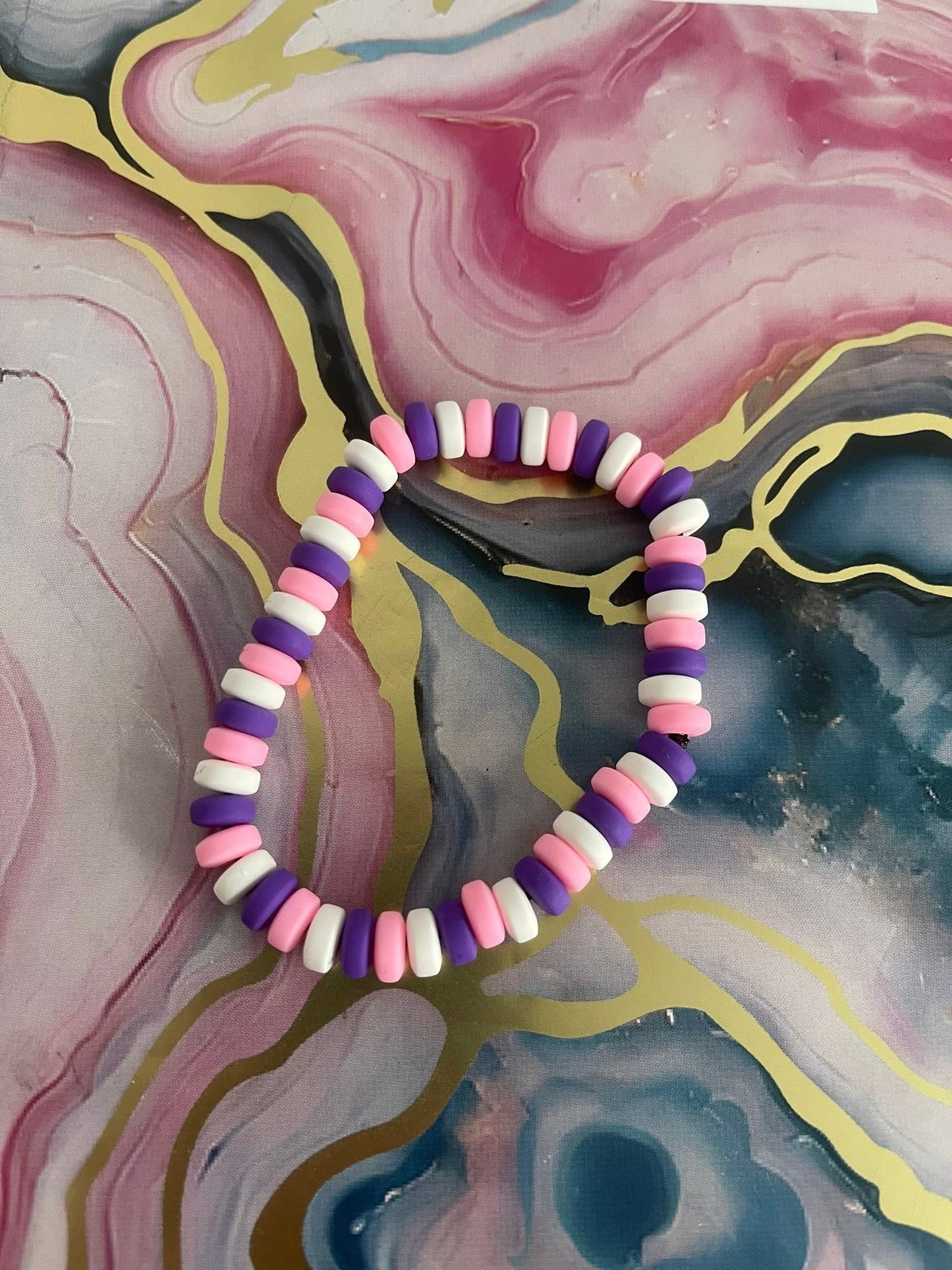 #04 Pink, Purple & White~~Bracelet