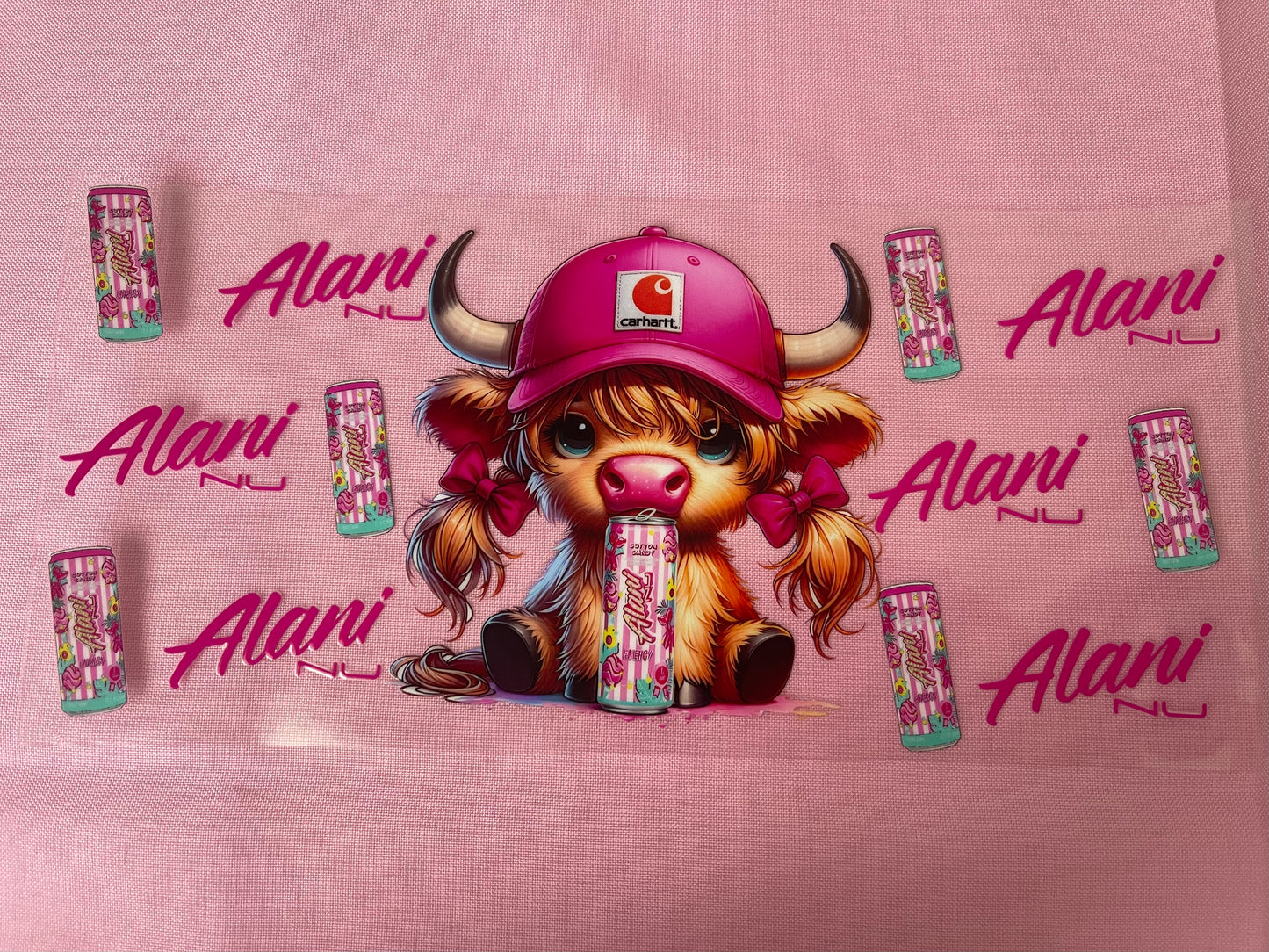 #126 Cow Pink Hat~~UV DTF CUP WRAP