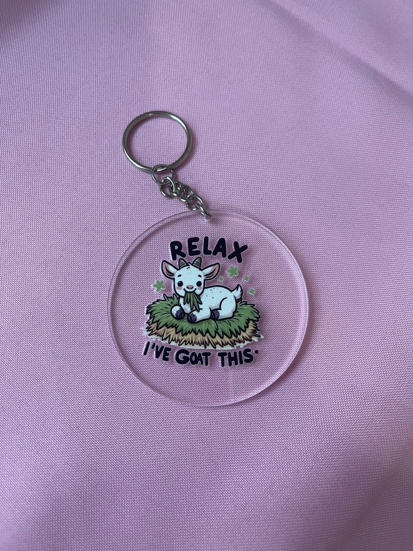 #118 Relax I’ve Goat This~~Keychain