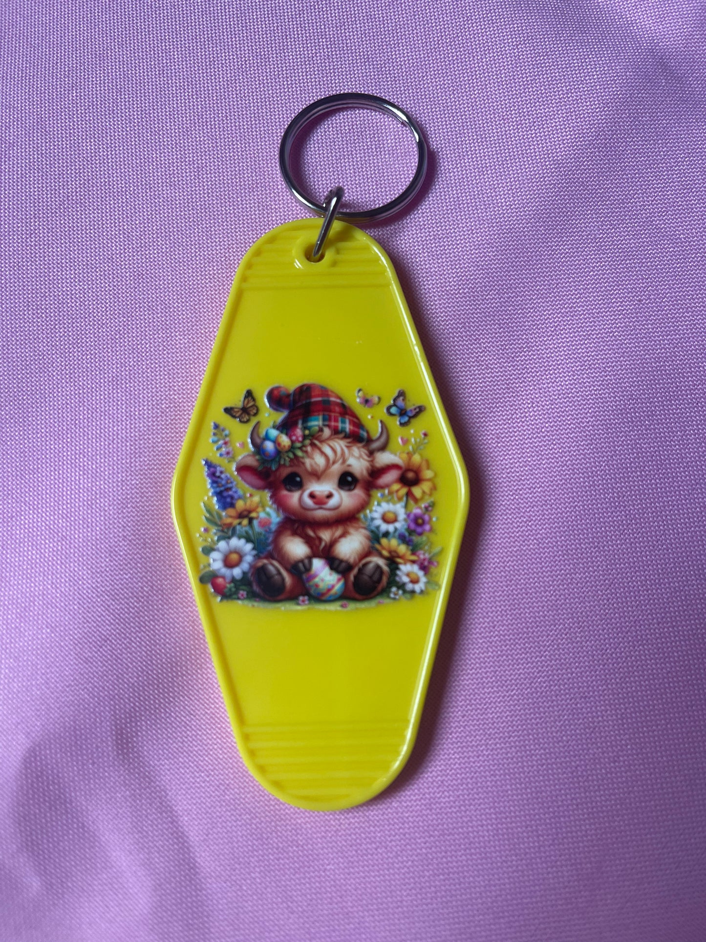 #142 Highland Cow Hat~~Keychain