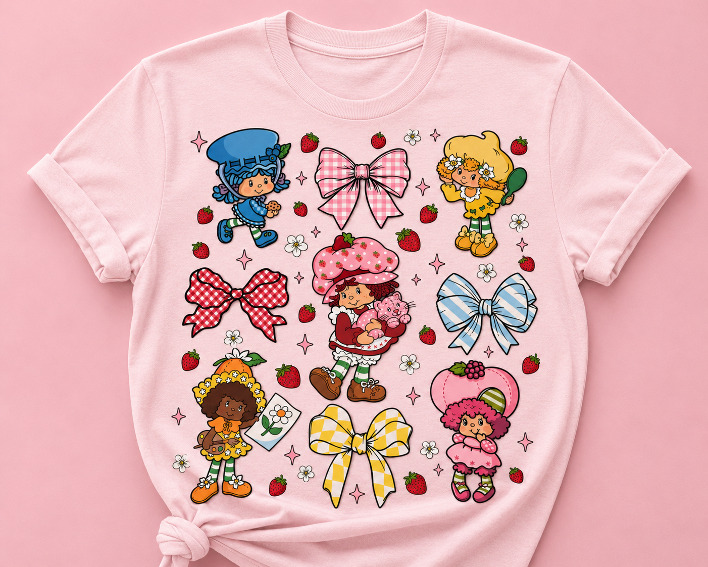 Strawberry Friends Coquette-DTF Tshirt Design