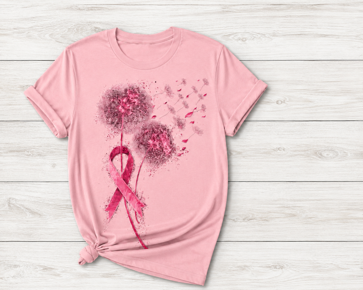 Breast Cancer Flower- DTF Tshirt Design
