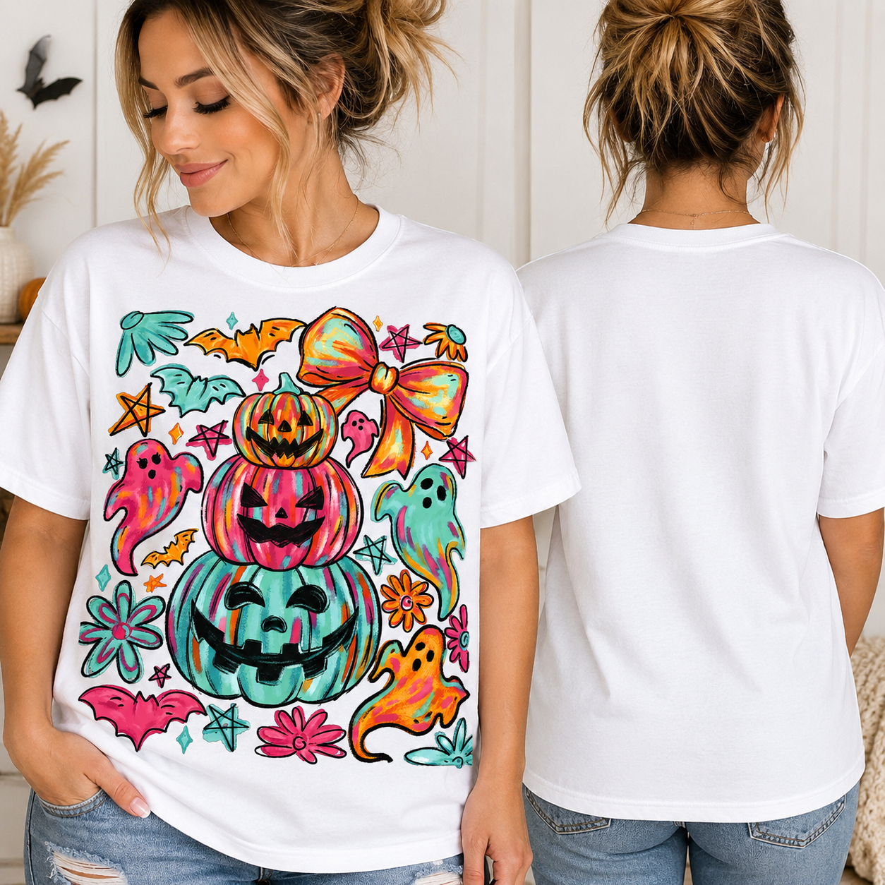 Neon Pumpkin-Dtf T-shirt Design