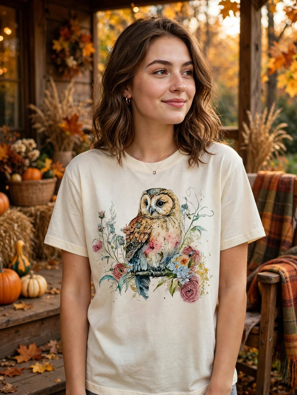 Floral Owl-Dtf T-shirt Design