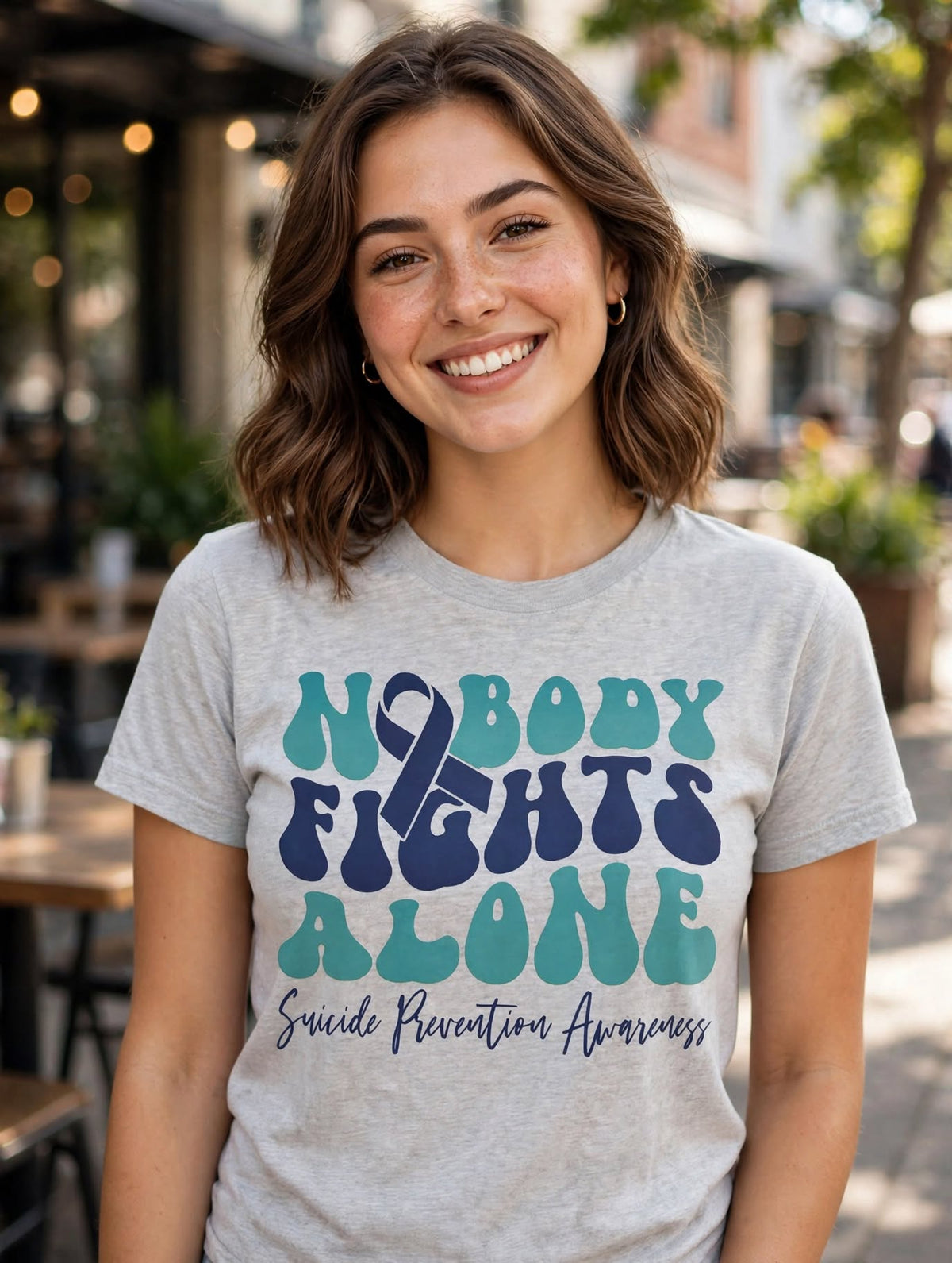 Nobody Fights Alone Suicide Awareness-Dtf T-shirt Design