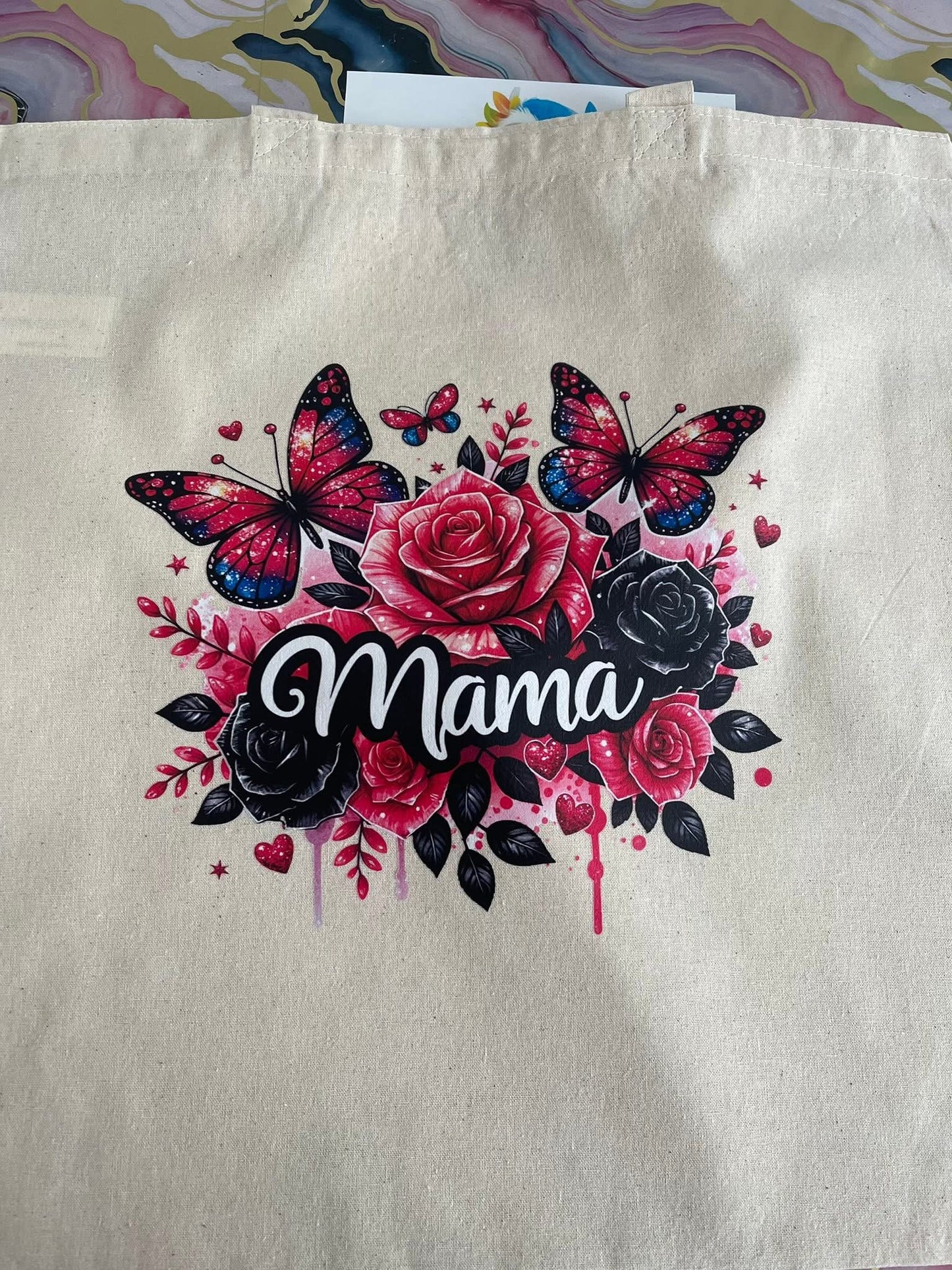 Pink & Black Butterfly Mama~~Tote Bags