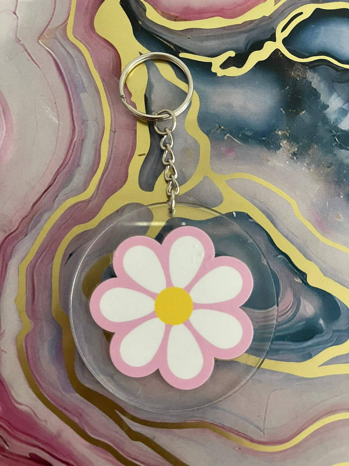 #49 Pink & White Flower~~Keychain