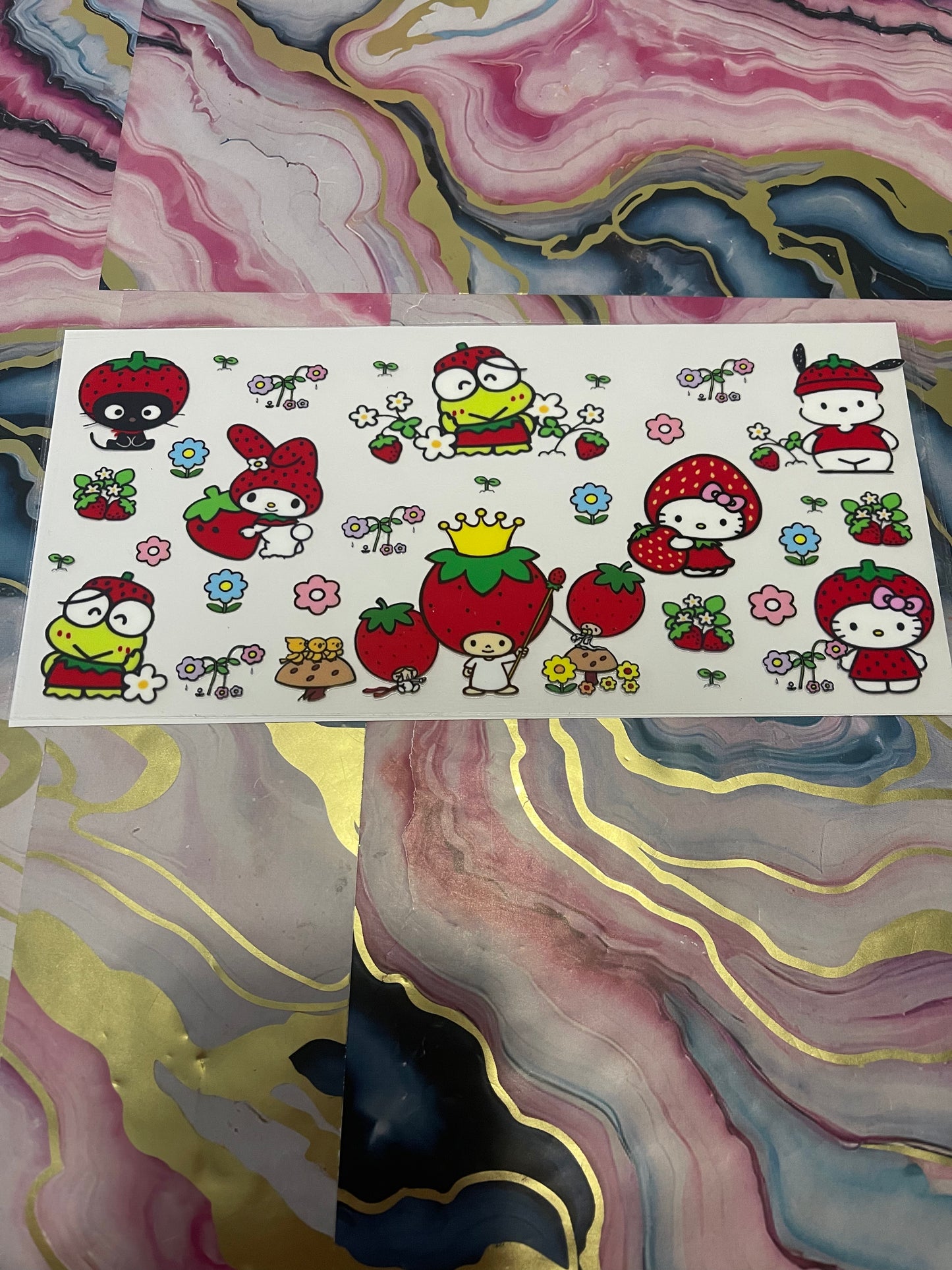Kitty strawberry~~16oz Dtf cup wraps