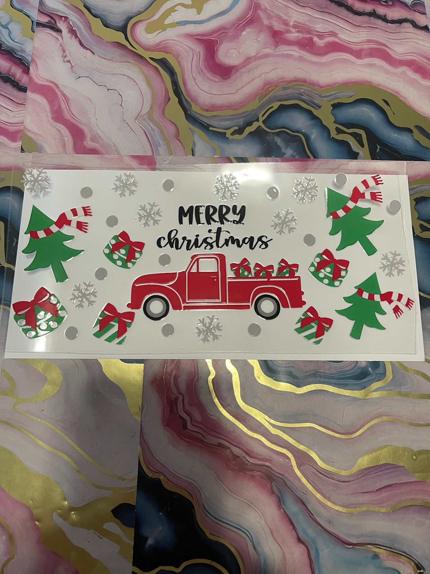 #72 Red Trunk Christmas~~UV DTF CUP WRAP