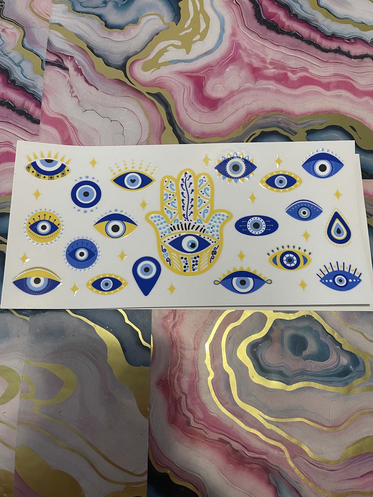 #63 Yellow & Blue Eye~~UV DTF CUP WRAP