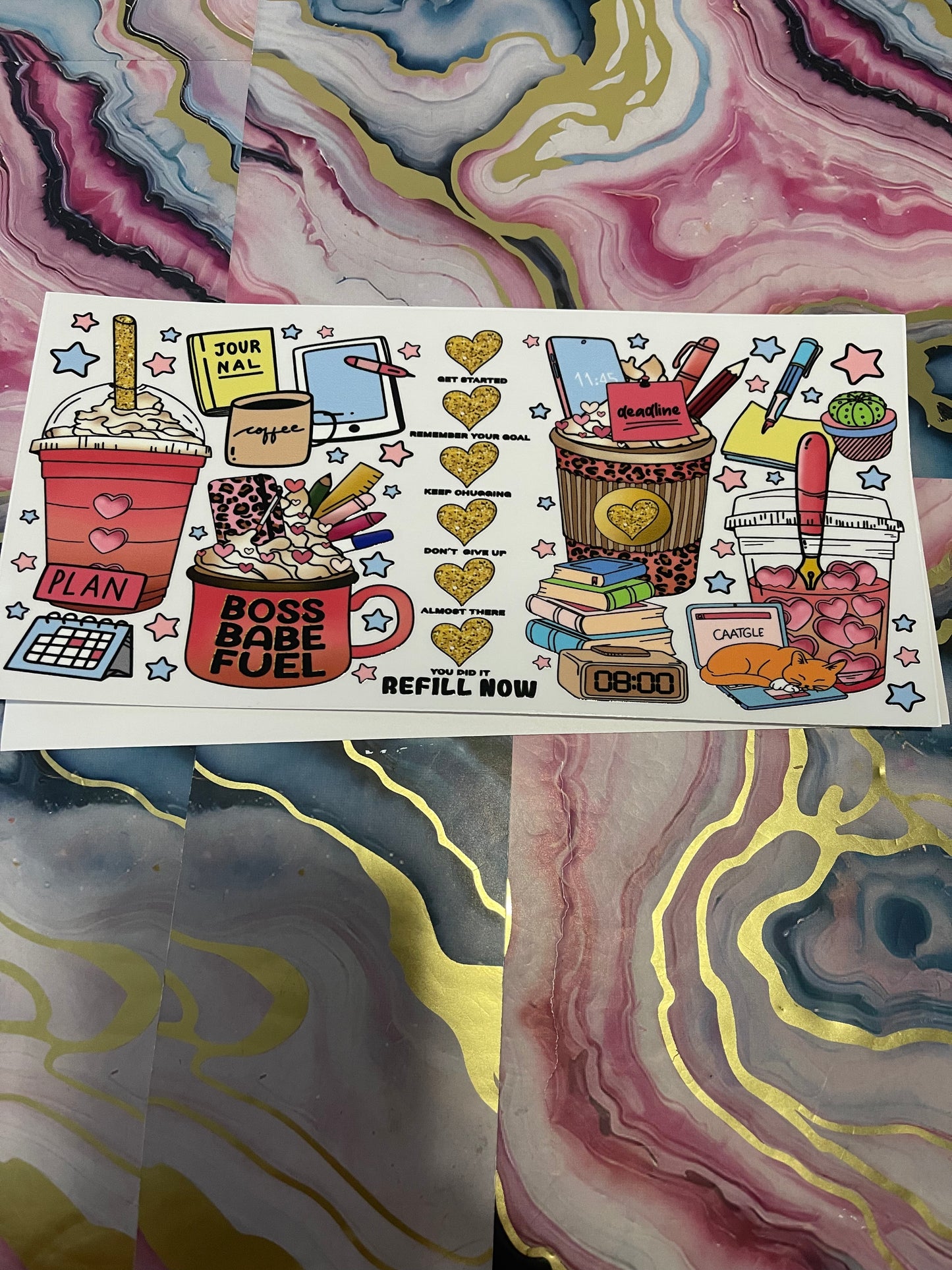 #03 Boss Babe Fuel~~UV DTF CUP WRAP