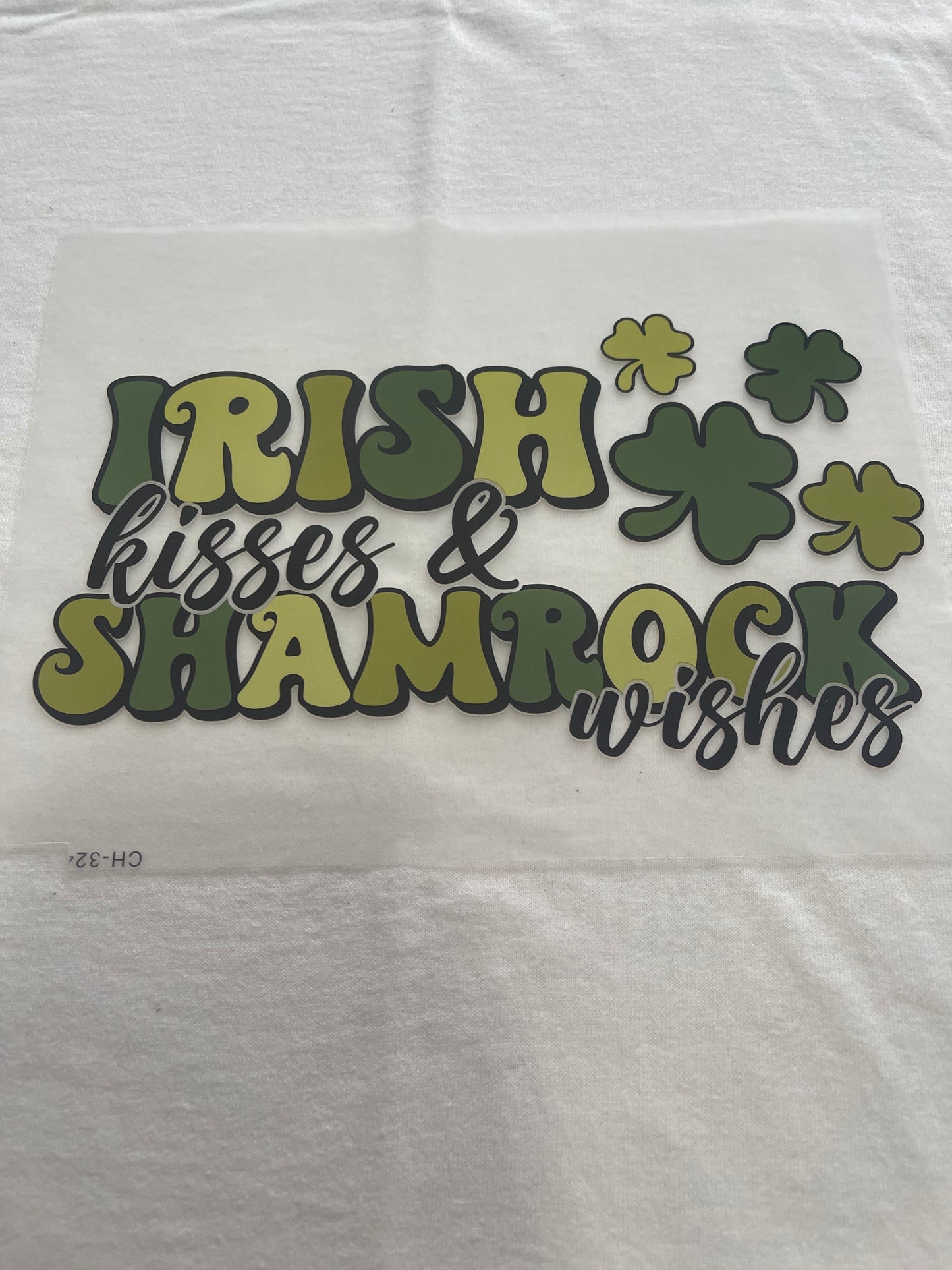 Irish Kisses & Shamrock Wishes-Dtf T-shirt Design