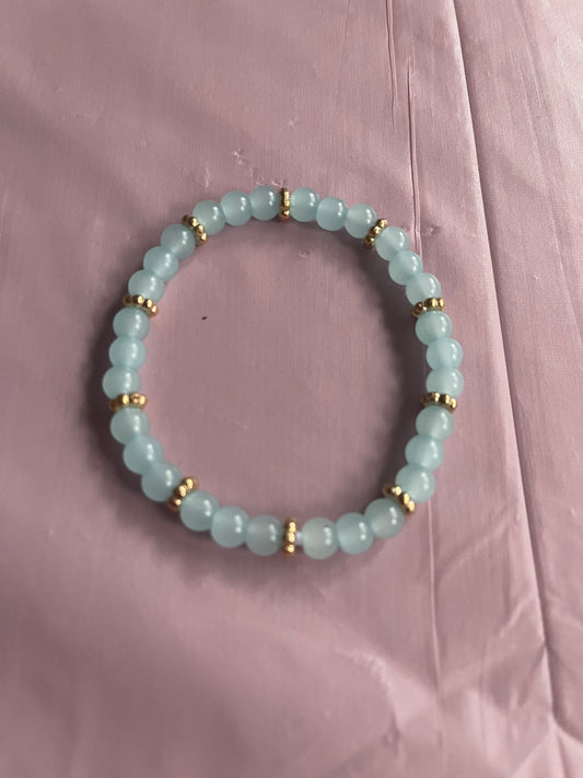 #138 Baby Blue & Gold~~Bracelet