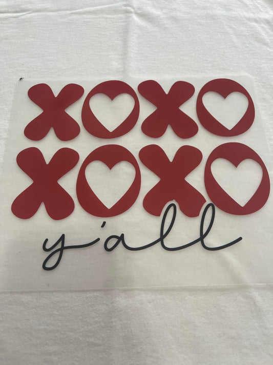 XOXO Y'all Valentine-Dtf t-shirt Design