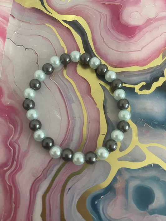#41 Black & Light Blue Pearl~~Bracelet