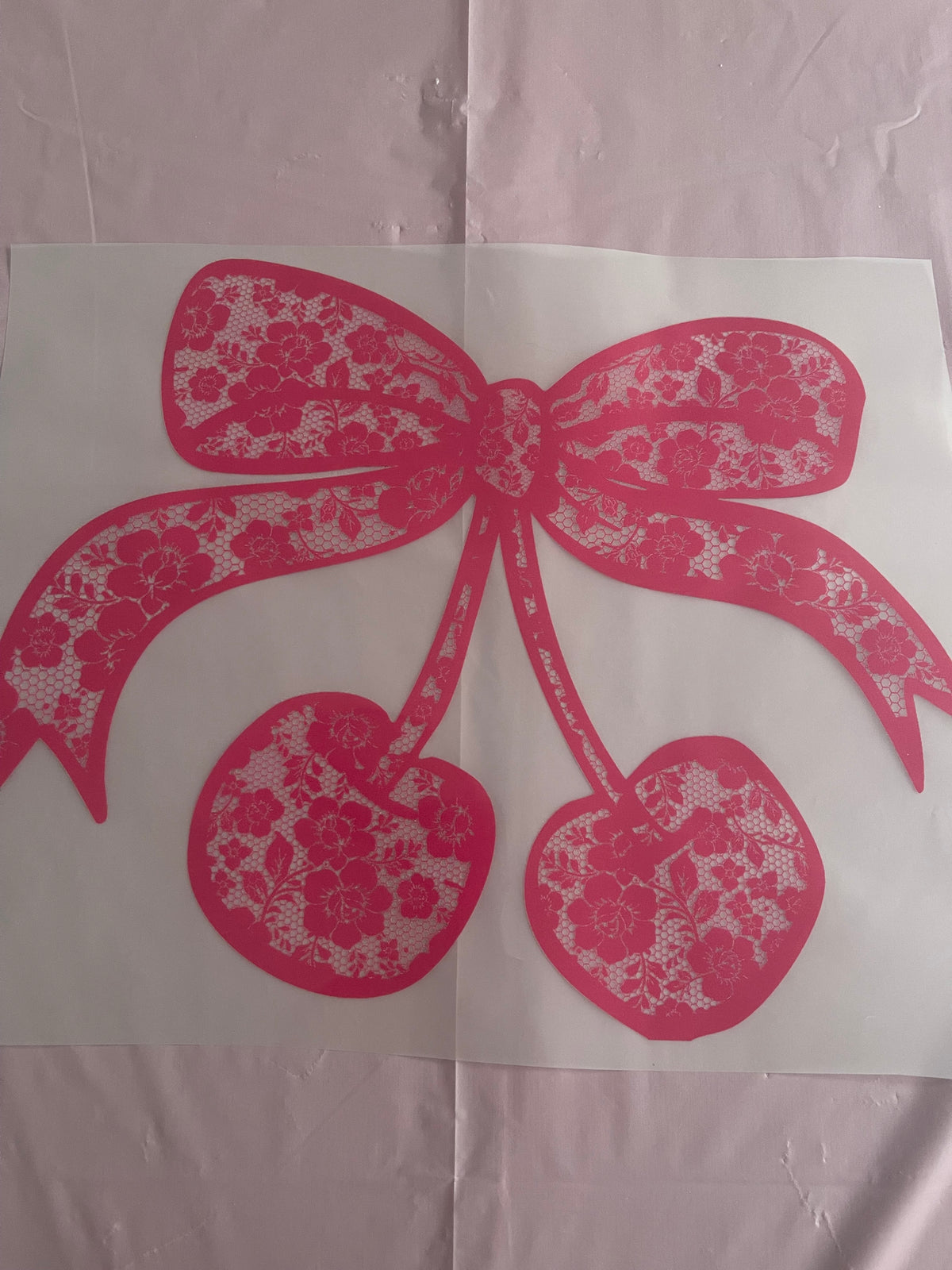 Cherry Lace Bow-Dtf T-shirt Design
