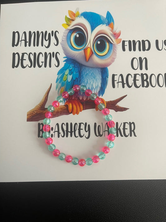 #156 Hot Pink & Baby Blue~~Bracelet