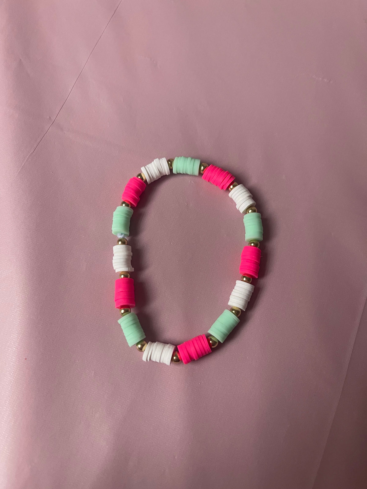 #208 Mint,Hot Pink & White~~Bracelet