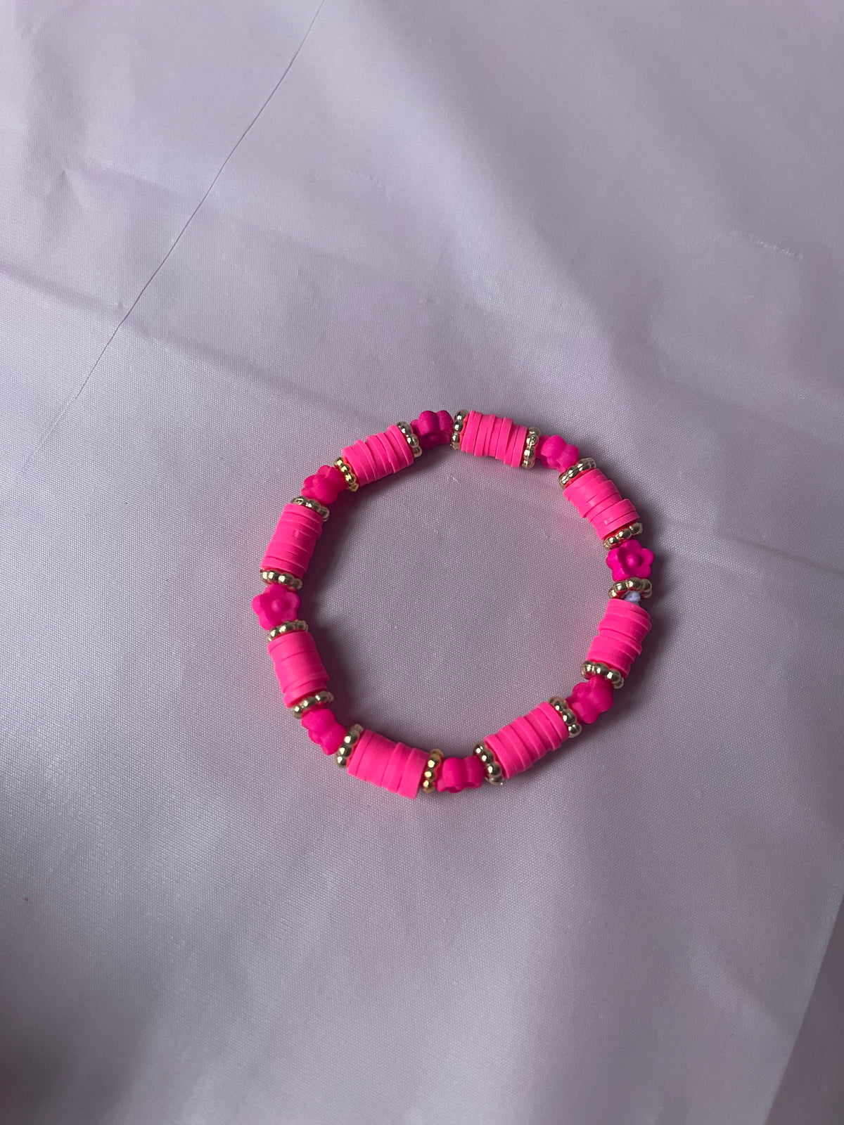 #202 Hot Pink Flowers Bracelet