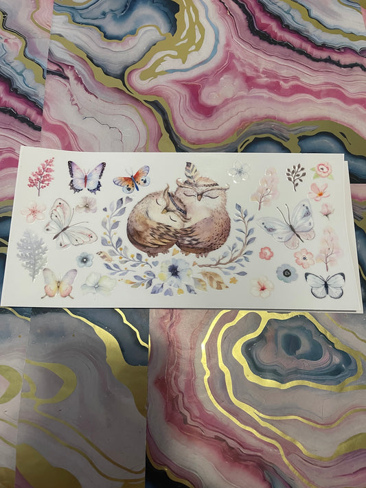 #64 Butterfly Owls~~UV DTF CUP WRAP
