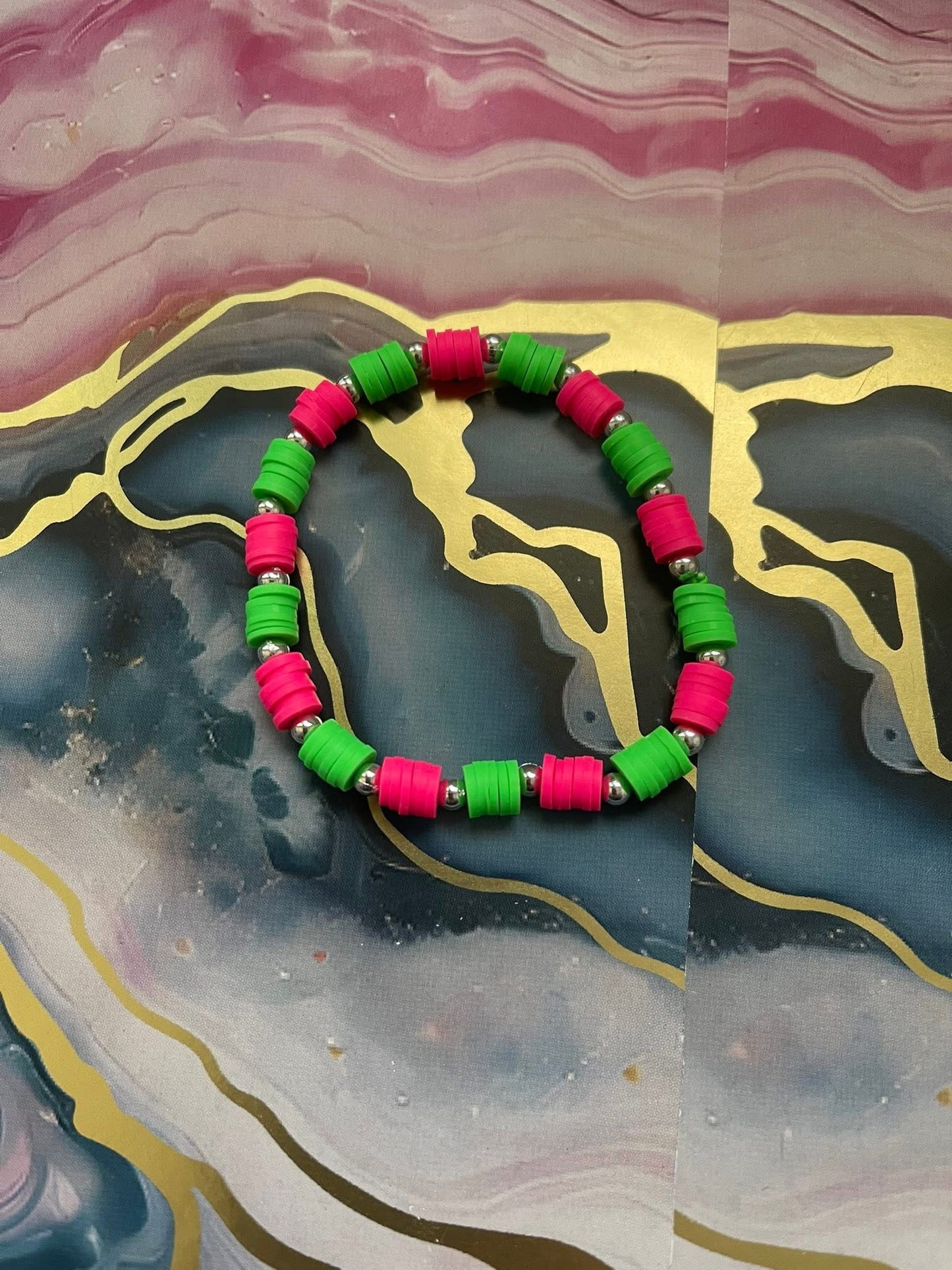 #21 Hot Pink & Green~~Bracelet
