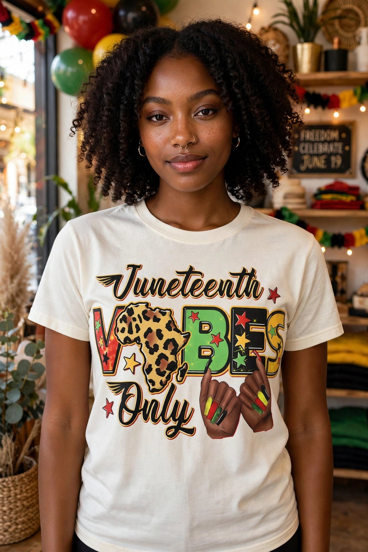 Juneteenth Vibes Only-Dtf Tshirt Design