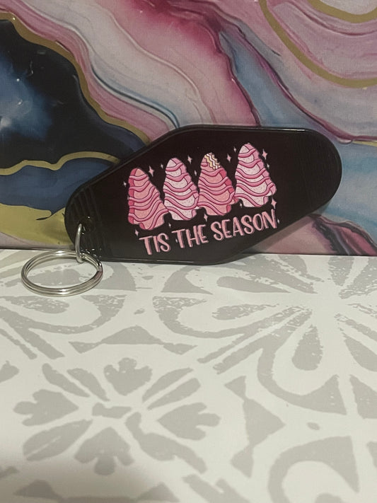 #14 Black “Christmas Cakes Tis the Season”~~Keychain