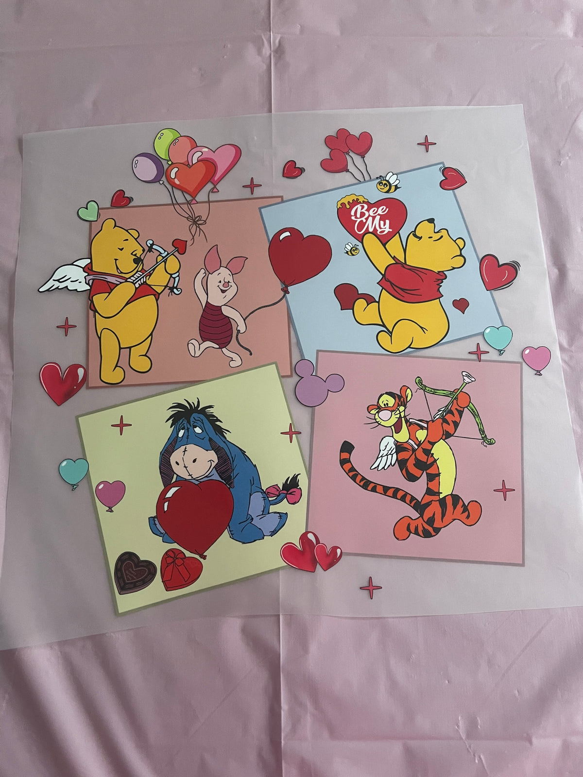 Valentine Pooh & Friends-Dtf T-shirt Design