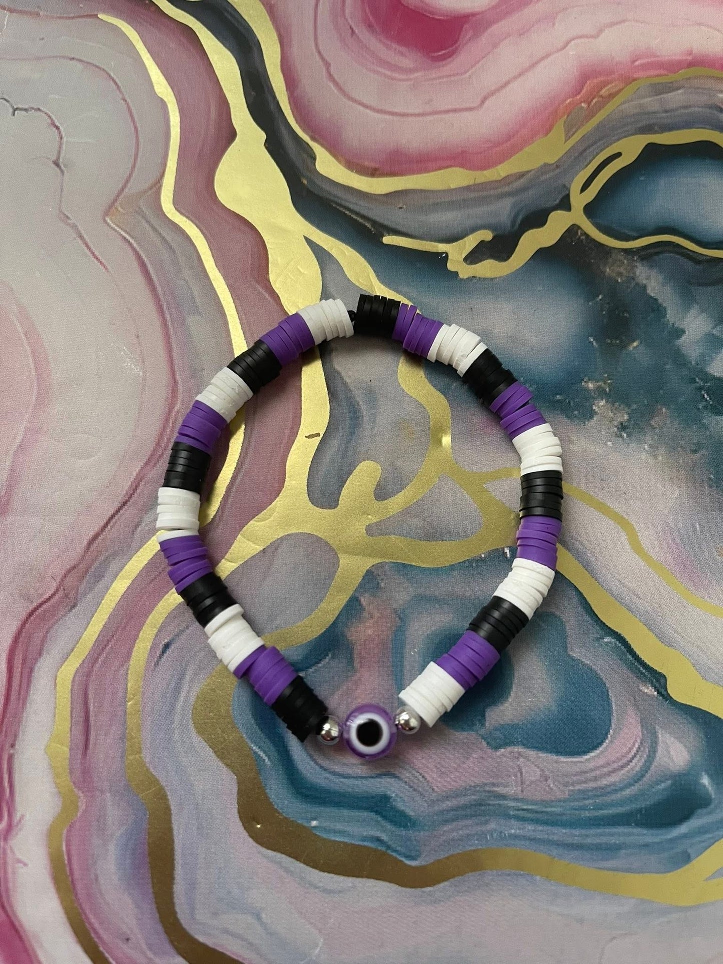 #26 Purple Black & White Eye~~Bracelet