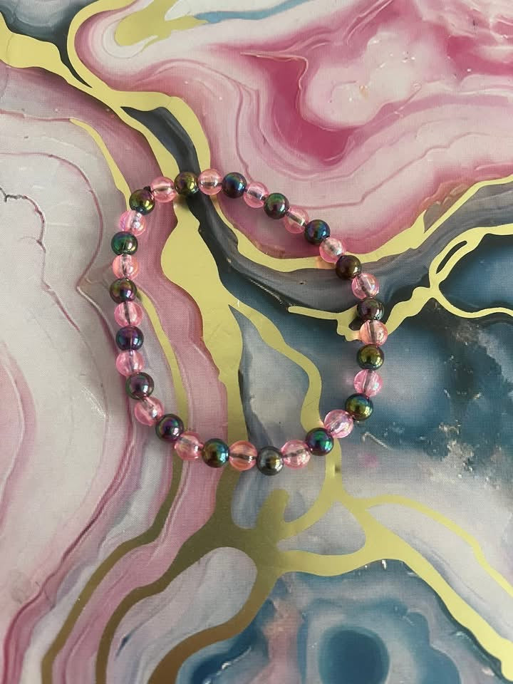 #123 Pink & Oil Spill~~Bracelet