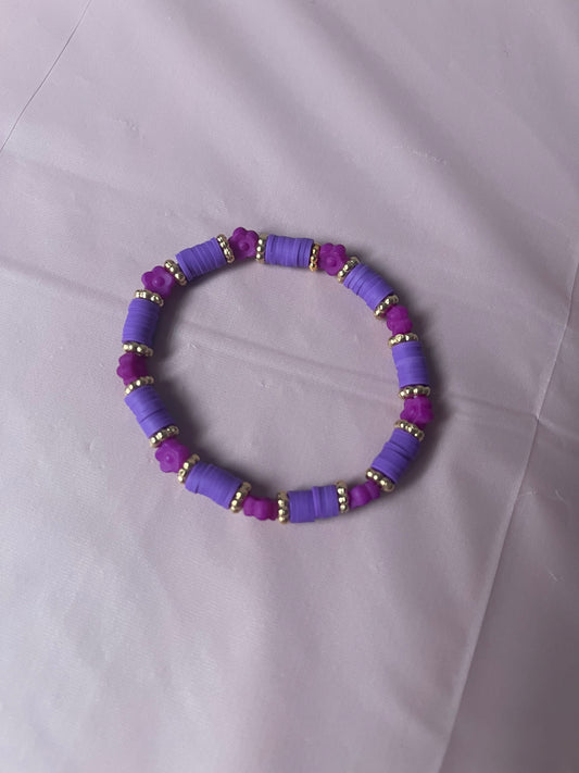 #203 Purple Flowers~~Bracelet