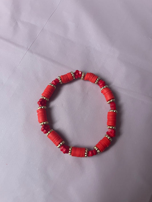 #201 Red Flowers~~Bracelet