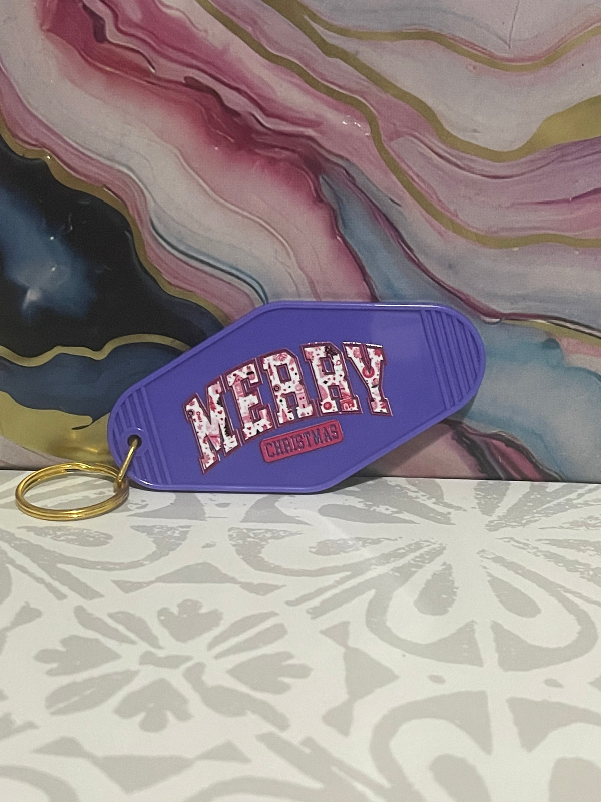 #13 Purple “Merry Christmas”~~Keychain