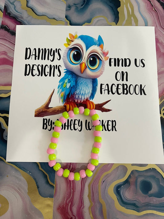 #117 Lime Green & Baby Pink~~Bracelet