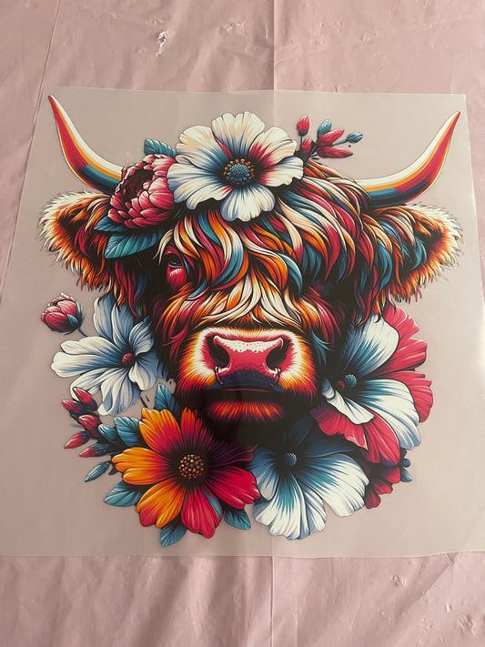 Floral Cow-Dtf T-shirt Design