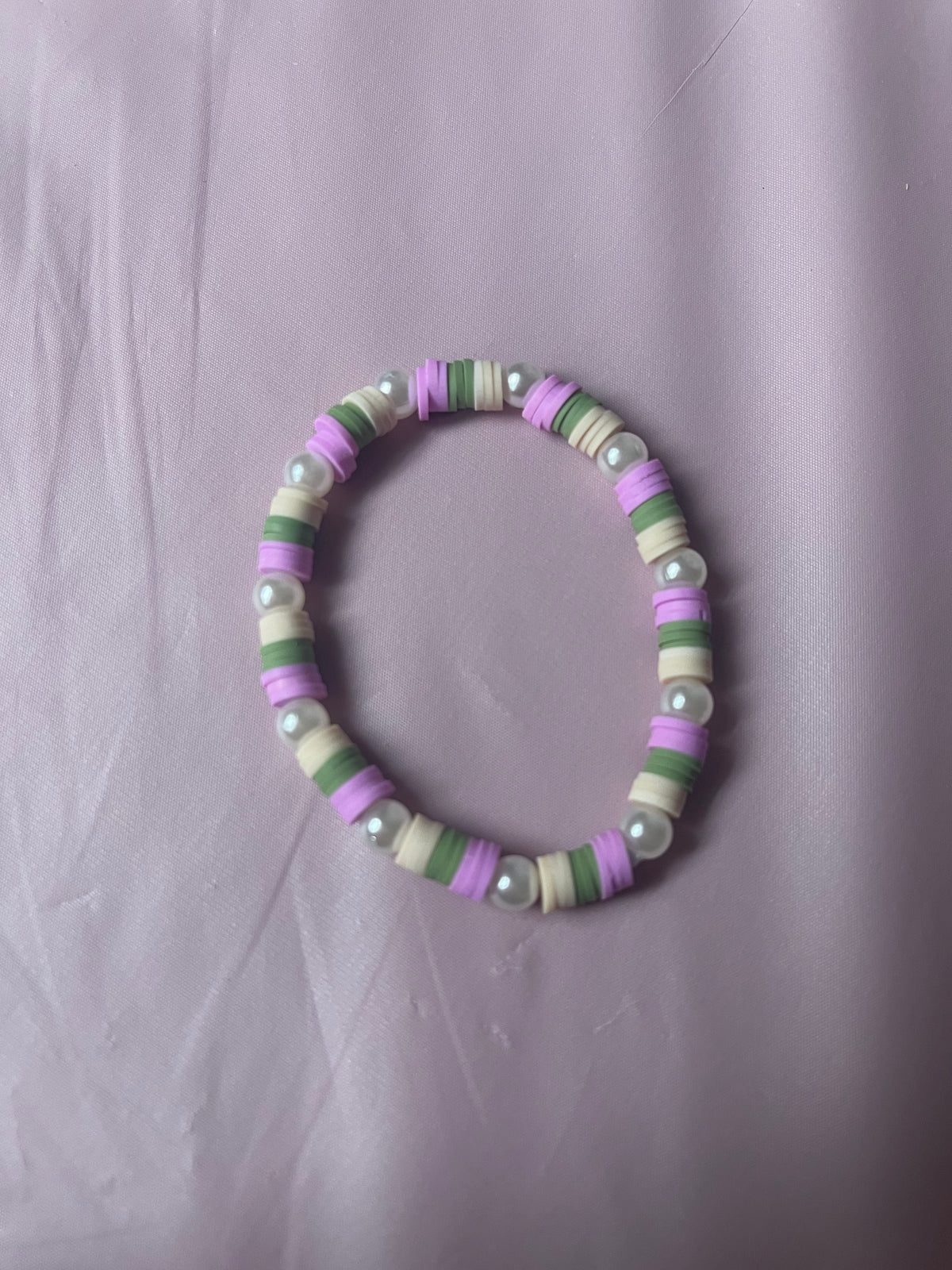 #190 Violet,Forest Green & Beige~~Bracelet