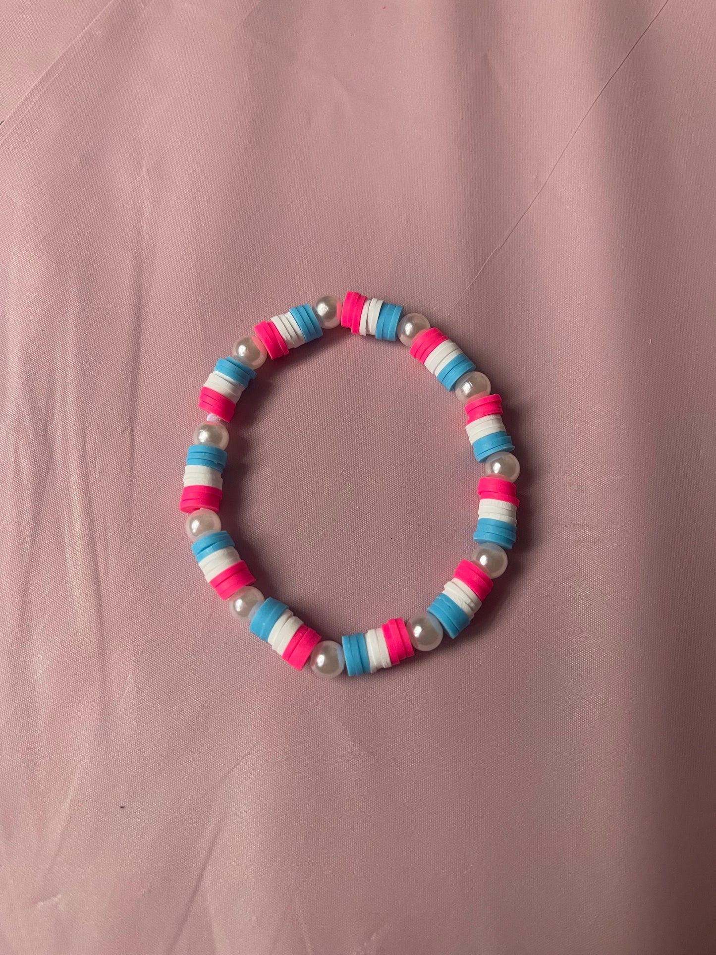 #184 Hot Pink,White & Blue~~Bracelet